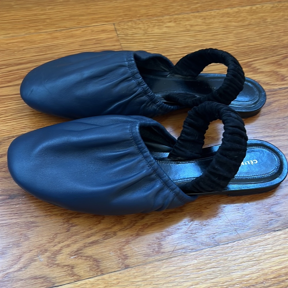 Cèline navy/black leather sling back flats 37.5-excellent condition! - Picture 3 of 8